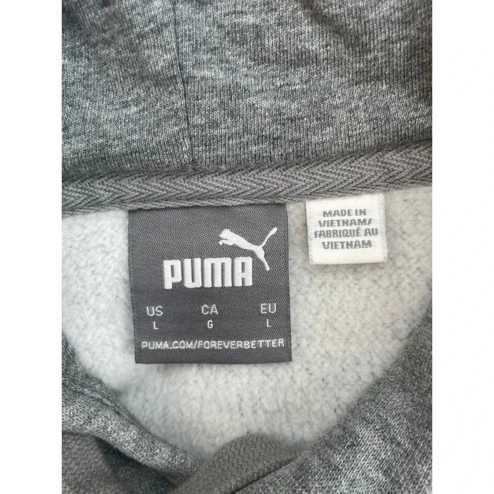 Puma Hoodie Mens Large Gray 100% Cotton Drawstring Long Sleeve